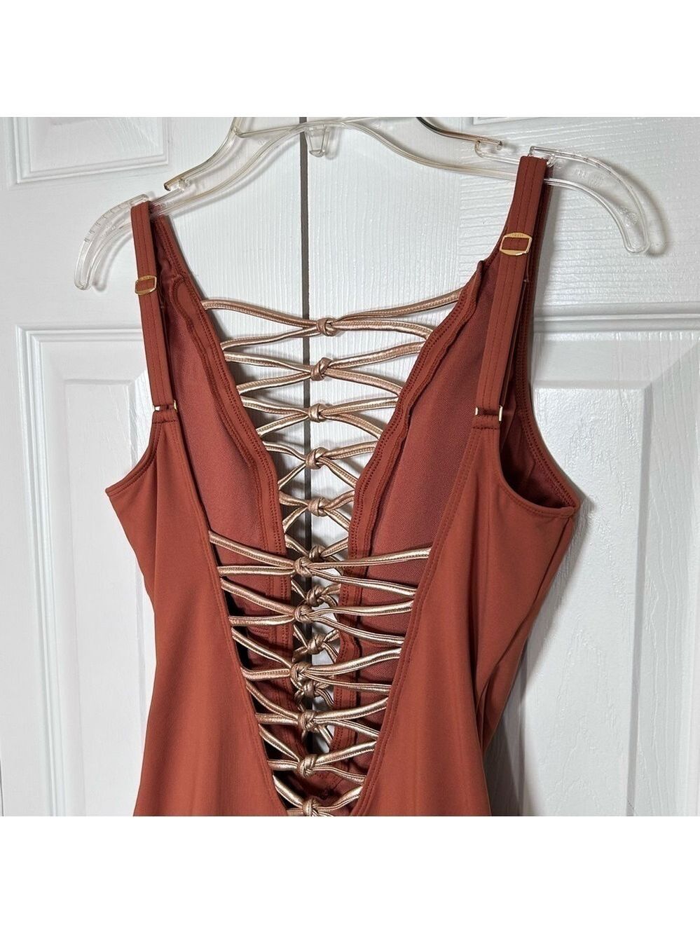 Bleu Rod Beattie One Piece Swimsuit Brown Gold Size 4 - Picture 11 of 14